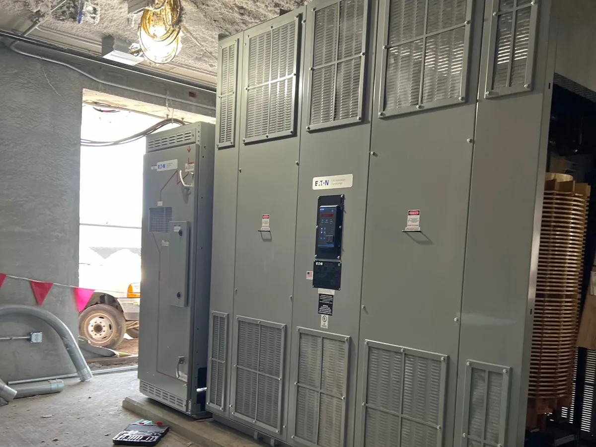 Commercial panelboard lineup in a tenant build-out